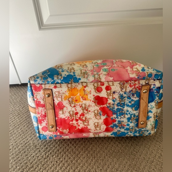 Dooney & Bourke Vanessa Paint Splatter Satchel Crossbody zipper tote like new - Picture 7 of 15